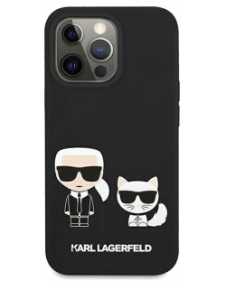 Калъф Karl Lagerfeld - Karl and Choupette, iPhone 13 Pro, черен